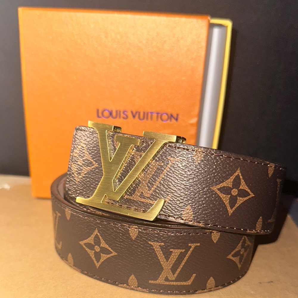 Louis Vuitton Monogram Belt with LV Gold Buckle